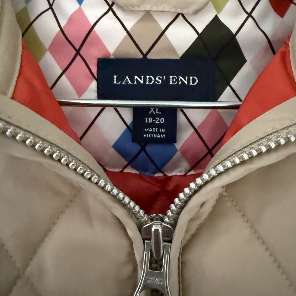 Lands' End Beige Quilted Vest - Picture 2 of 3